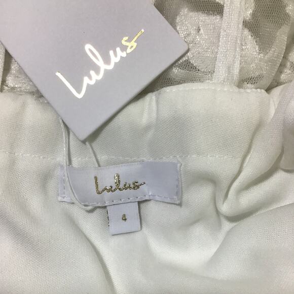 LULU'S SZ 4 S Precious Romance White Embroidered Lace Maxi Dress B139 *flaw - Picture 4 of 9